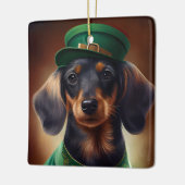Dackel Hund in St. Patrick's Day Dress Keramikornament (Links)