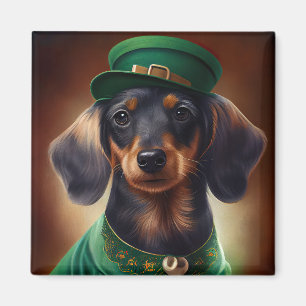 Dackel Hund in St. Patrick's Day Dress Magnet