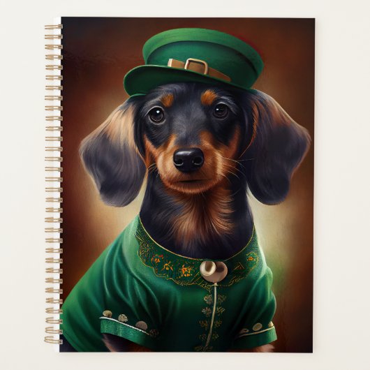 Dackel Hund in St. Patrick's Day Dress Planer (Vorderseite)