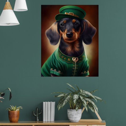Dackel Hund in St. Patrick's Day Dress Poster (Wohnzimmer 1)