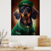 Dackel Hund in St. Patrick's Day Dress Poster (Küche)