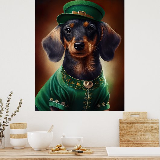 Dackel Hund in St. Patrick's Day Dress Poster (Küche)