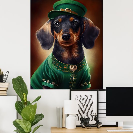 Dackel Hund in St. Patrick's Day Dress Poster (Heimbüro)