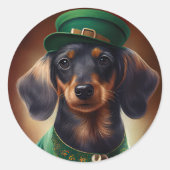Dackel Hund in St. Patrick's Day Dress Runder Aufkleber (Vorderseite)