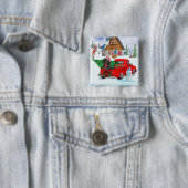 Dackel Hund in Weihnachtslieferung LKW Schnee Button (Beispiel)