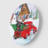 Dackel Hund in Weihnachtslieferung LKW Schnee Große Wanduhr (Winkel)