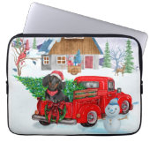 Dackel Hund in Weihnachtslieferung LKW Schnee Laptopschutzhülle (Vorderseite)