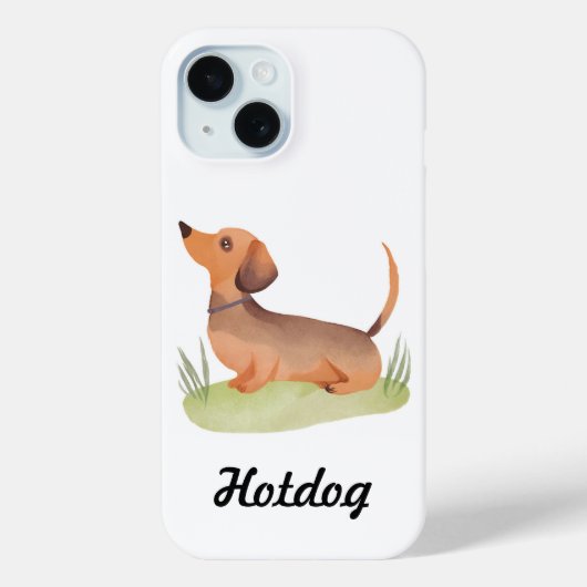 Dackel Hund | Individuelle Name Hund Wasserfarbe Case-Mate iPhone Hülle (Rückseite)
