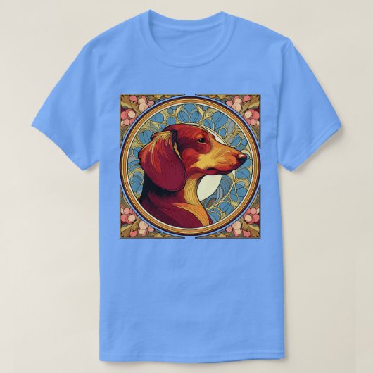 Dackel Hund Jugendstil T-Shirt (Design vorne)