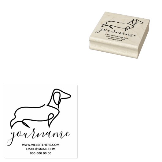 Dackel Hund Kanine Kennel Linie Art Zeichnend Gummistempel (Stempel)