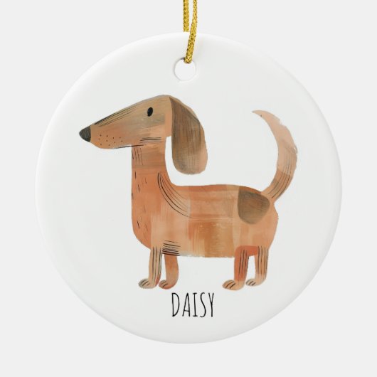 Dackel Hund Keramik Ornament (Vorne)
