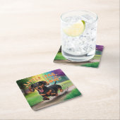 Dackel Hund Kleine Legen viel Liebe Rechteckiger Pappuntersetzer (Vor Ort)