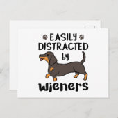 Dackel Hund leicht von Dackeln abgelenkt Postkarte (Vorne/Hinten)