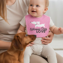 Dackel Hund Liebe Pink Polka Dog Baby Bib
