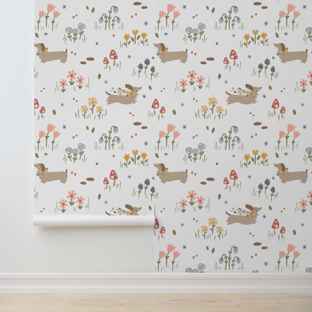 Dackel Hund Lover Kinderzimmer Kinder Schlafzimmer Tapete (Anwendung)