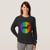 Dackel Hund Lover Rainbow Silhouette T-Shirt (Vorne ganz)