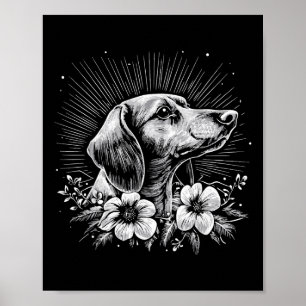 Dackel Hund Lover Retro Stil Tattoo Poster
