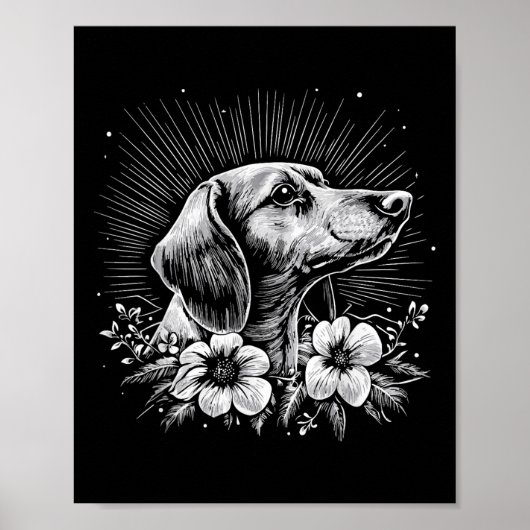 Dackel Hund Lover Retro Stil Tattoo Poster (Vorne)