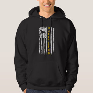 Dackel Hund Lover Vintage US-amerikanische Flagge Hoodie