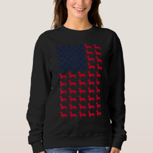 Dackel Hund mit amerikanischer Flagge Happy 4. Sweatshirt