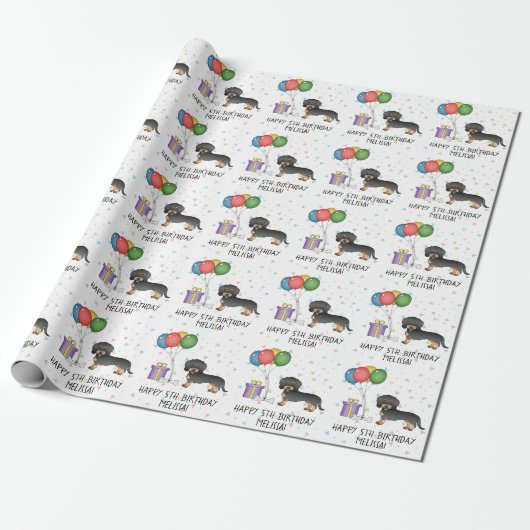 Dackel Hund mit schwarzer und schwarzer Leiche - G Geschenkpapier (Ungerollt)