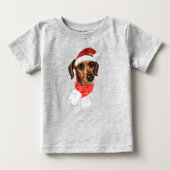 Dackel Hund mit Weihnachten Weihnachtsmannmütze T  Baby T-shirt (Vorderseite)