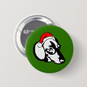 Dackel Hund mit Weihnachts-Weihnachtsmannmütze Button (Vorne & Hinten)