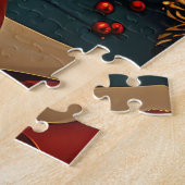 Dackel Hund mit Weihnachtsgeschenken Feuerplatz Puzzle (Seite)