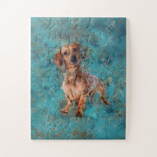 Dackel Hund Mixed Media Art Puzzle