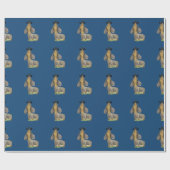 Dackel Hund Mustache Dackel blaues Papier Geschenk Geschenkpapier (Flach)