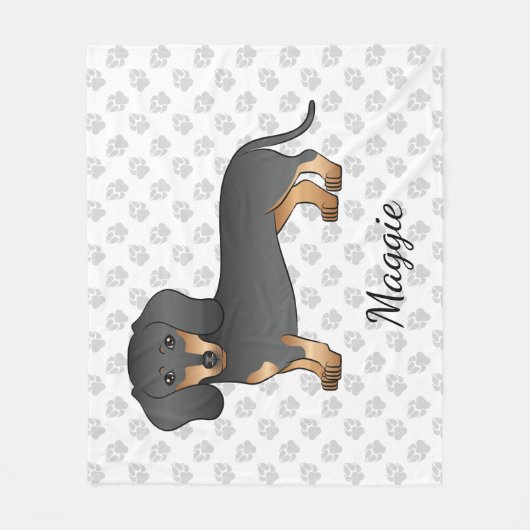 Dackel Hund & Name Fleecedecke (Vorderseite)