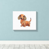 Dackel Hund Niedlich Leinwanddruck (Insitu (Holzboden))