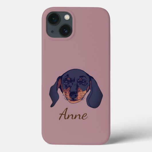 Dackel Hund Portrait Individuelle Name Case-Mate iPhone Hülle (Rückseite)