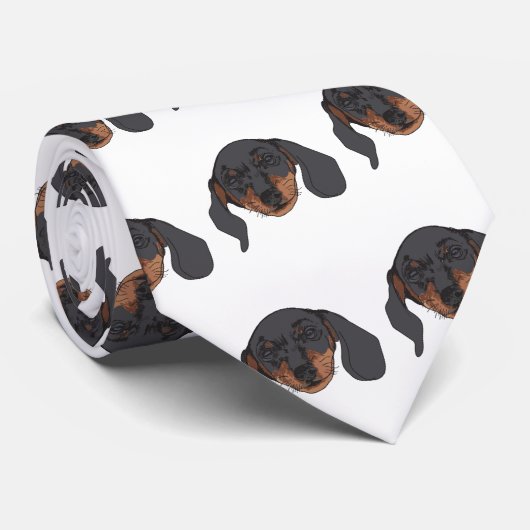Dackel Hund Portrait Krawatte (Gerollt)
