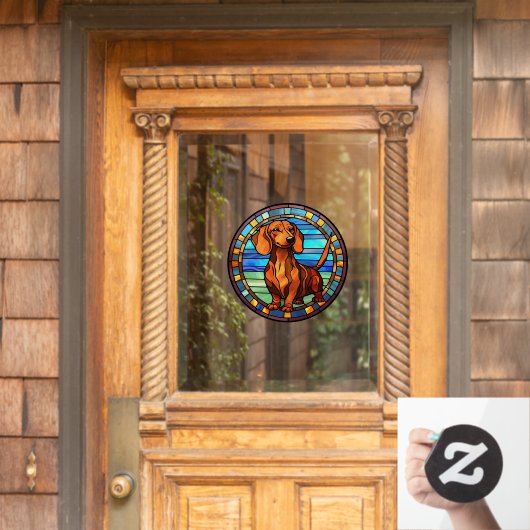 Dackel Hund Portrait Portrait Imitate gestanzt Gla Fensteraufkleber (Haustür)