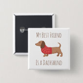 Dackel Hund Red Sweater meiner besten Freundin Button (Vorne & Hinten)
