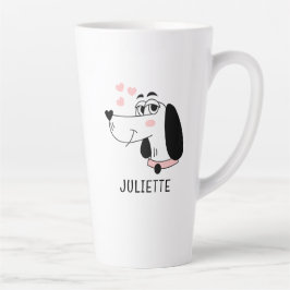 Dackel Hund Romantische rosa Herzen Personalisiert Milchtasse