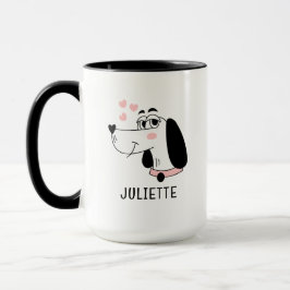 Dackel Hund Romantische rosa Herzen Personalisiert Tasse