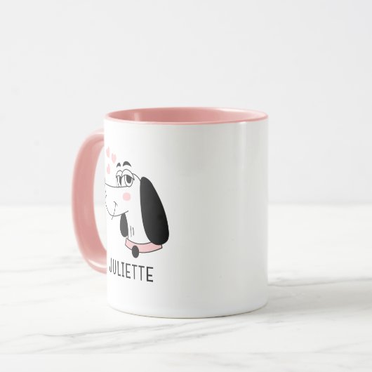 Dackel Hund Romantische rosa Herzen Personalisiert Tasse (Vorderseite Links)