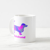 Dackel Hund rosa und blau Abstrakt weiß Kaffeetasse (Vorderseite Links)