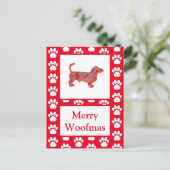 Dackel Hund Silhouette Rot Frohe Weihnachten Postkarte (Stehend Vorderseite)