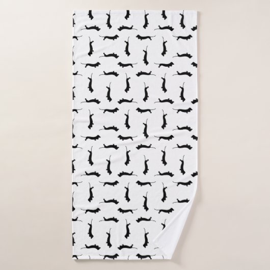 Dackel Hund Silhouetten CUSTOM HINTERGRUNDFARBE Badehandtuch (Badehandtuch)