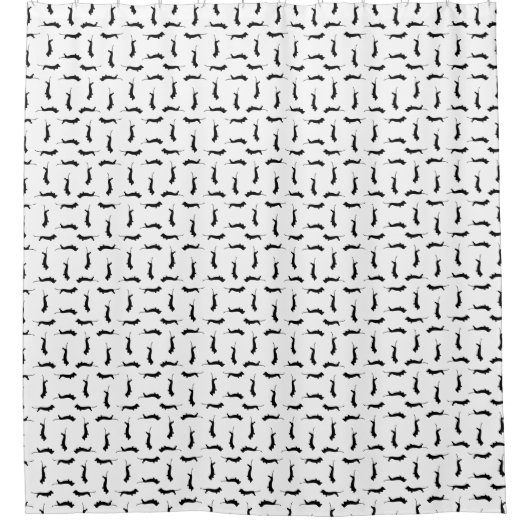 Dackel Hund Silhouetten CUSTOM HINTERGRUNDFARBE Duschvorhang (Vorderseite)
