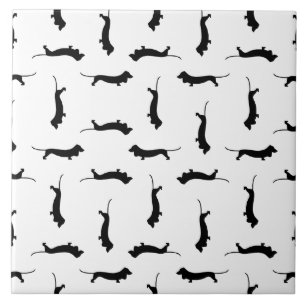 Dackel Hund Silhouetten CUSTOM HINTERGRUNDFARBE Fliese