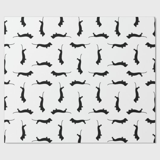 Dackel Hund Silhouetten CUSTOM HINTERGRUNDFARBE Geschenkpapier (Flach)