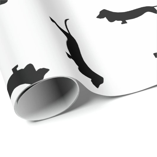 Dackel Hund Silhouetten CUSTOM HINTERGRUNDFARBE Geschenkpapier (Rolleneckpunkt)