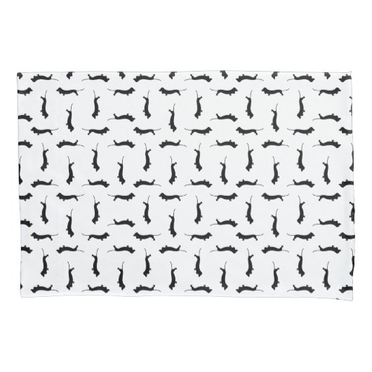 Dackel Hund Silhouetten CUSTOM HINTERGRUNDFARBE Kissenbezug (Vorderseite)