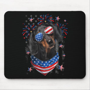 Dackel Hund USA Tag der Unabhängigkeit der amerika Mousepad