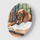 Dackel Hund Vintag Wasserfarbe Große Wanduhr (Winkel)