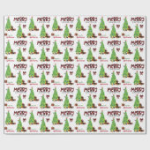 Dackel Hund, Vogel und Weihnachtsbaum Geschenkpapier (Flach)